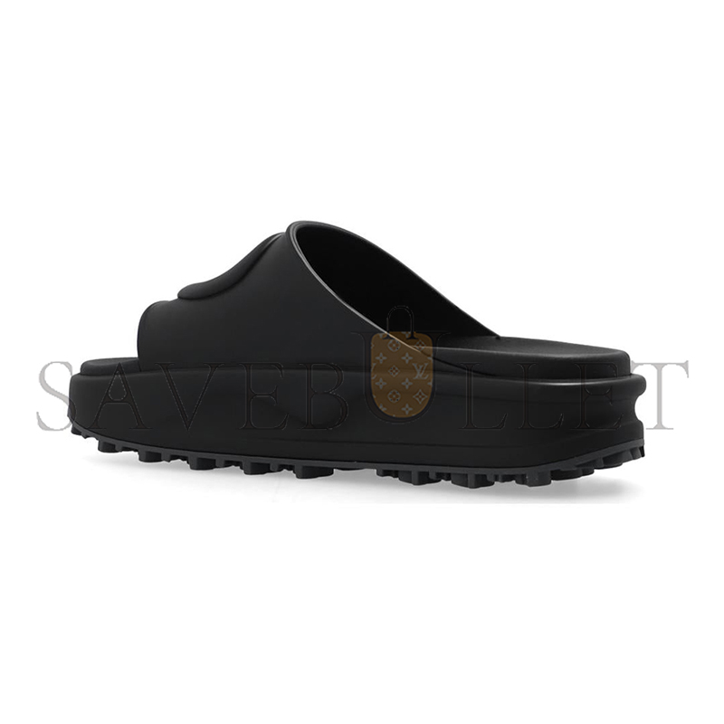 GUCCI INTERLOCKING G SLIDE SANDAL BLACK RUBBER 692380